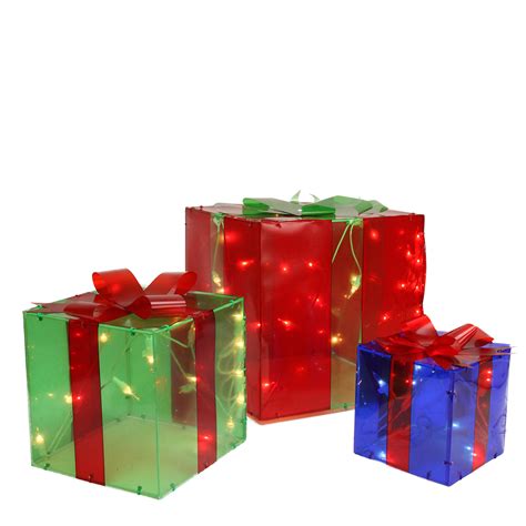 electric sisal gift box red green blue|Lighted Gift Boxes Outdoor Christmas Decorations.